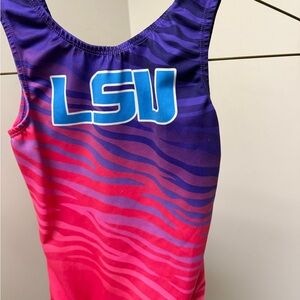 LSU Pink and Purple gymnastics leotard child large
